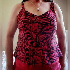 Swim top red, hot pink & black fits 38 - 42C
